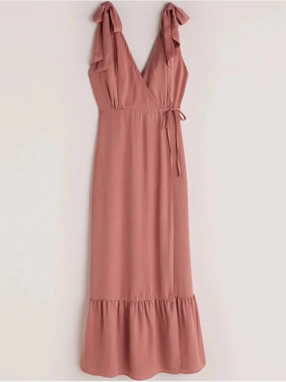 Abercrombie & Fitch Rose Tie-Shoulder Wrap Maxi Dress